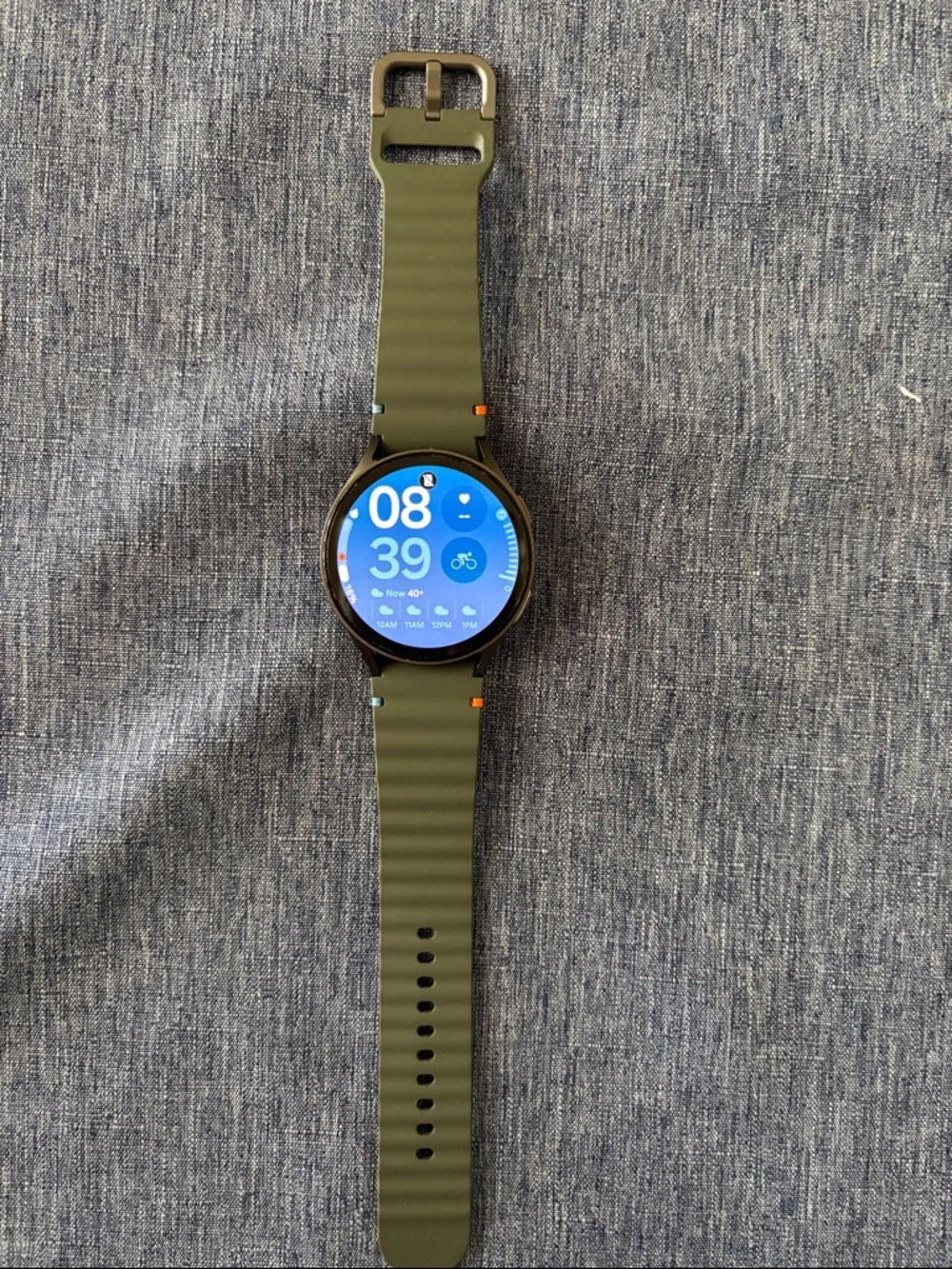 Olive Green Smartwatch with Silicone Strap